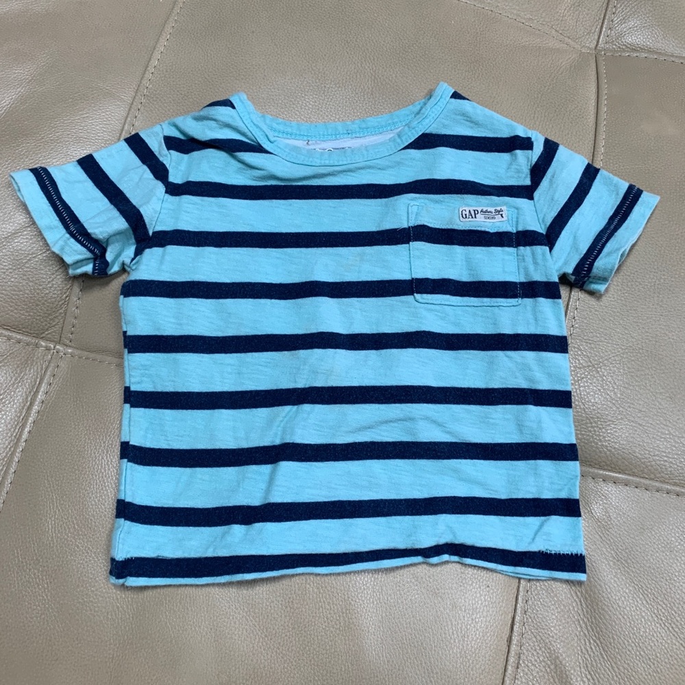 GAP Blue (Navy & Aqua) Striped Tee, 2T